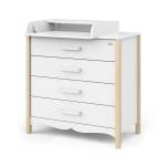 Комод с пеленальным столиком "АТОН Felix" 80 см, 4 ящика,цвет белая аляска/натуральный