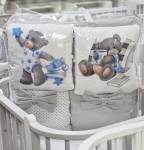 Комплект универсальный в овальную и стандартную кроватку "Мишка" сатин, 17 предметов