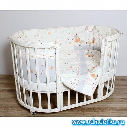 Комплект для круглой и овальной кроватки RABBY-BABY "Лето в деревне" 6 предметов