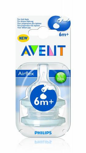 AVENT Соска силиконовая на бутылочку для густых жидкостей 6 мес.+ 2 шт. (серия Classik)