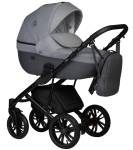 Коляска детская "Indigo Mio S"  2 в 1 т.серая кожа+св.серый
