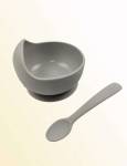 Комплект силиконовой  посуды (чаша+ложка) цвет серый