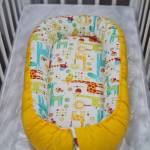 Кокон-гнездышко для новорожденного Polini kids "Жирафы" цвет желтый