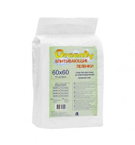 Пеленки впитывающие "Greenty" 60*90 см 10 шт.