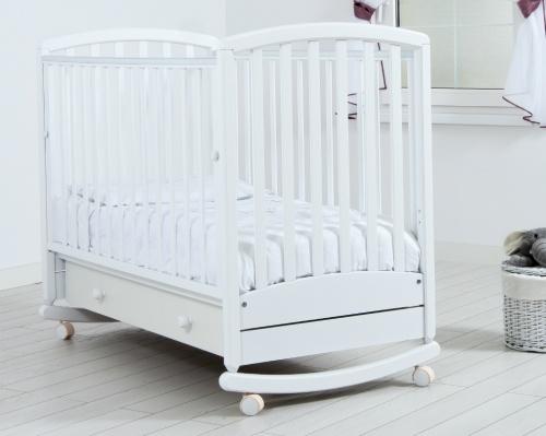 Кроватка детская Дашенька (цвет белый) колесо-качалка