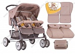 Коляска прогулочная для двойни "Lorelli Twin" (Бежево-желтый / Beige&Yellow Family 1803)