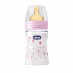 Chicco Бутылочка для кормления "Well-Being Girl" 0 мес.+, латекс. соска, 150 мл.