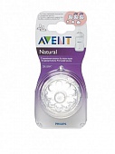 AVENT Соска силиконовая на бутылочку переменный поток 3 мес.+ 2 шт. (серия Natural)