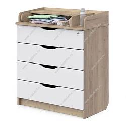 Комод с пеленальным столиком "Сириус-2 Wood" 80 см, 4 ящ.,цвет: дуб галифакс (шар.направляющие)