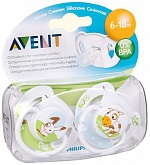 AVENT Пустышка силиконовая "Домашние животные" 6-18 мес. (2шт. в уп.)