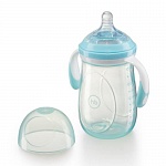 Бутылочка для кормления "Happy Baby" с ручками и антиколиковой силиконовой соской 300 мл