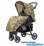 Коляска прогулочная "KIRA Plus" Labirint beige (тм "Rant") 3 положения спинки, накидка