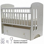 Кроватка детская "Каролина" поперечный маятник, ящик, цвет белый