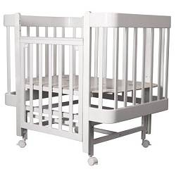 Кроватка детская Indigo "Tiny" продольный маятник, 100*70 см, цвет белый