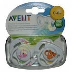 AVENT Пустышка силиконовая "Домашние животные" 0-6 мес. (2шт. в уп.)