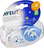 AVENT Пустышка силиконовая ночная 6-18 мес. (2 шт.)