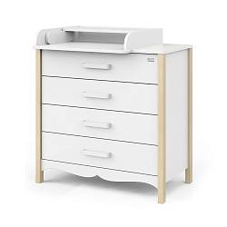 Комод с пеленальным столиком "АТОН Felix" 80 см, 4 ящика,цвет белая аляска/натуральный